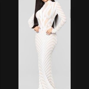never worn - white high neck, long sleeve, gown